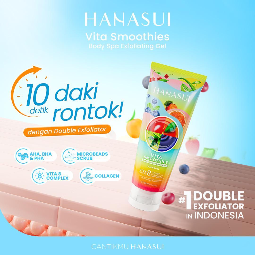 Hanasui Vita Smoothies Body Spa Exfoliating Gel 180ML - VITA 8 Complex Double Exfoliator Mengangkat Sel Kulit Mati & Menjaga Kelembapan Kulit