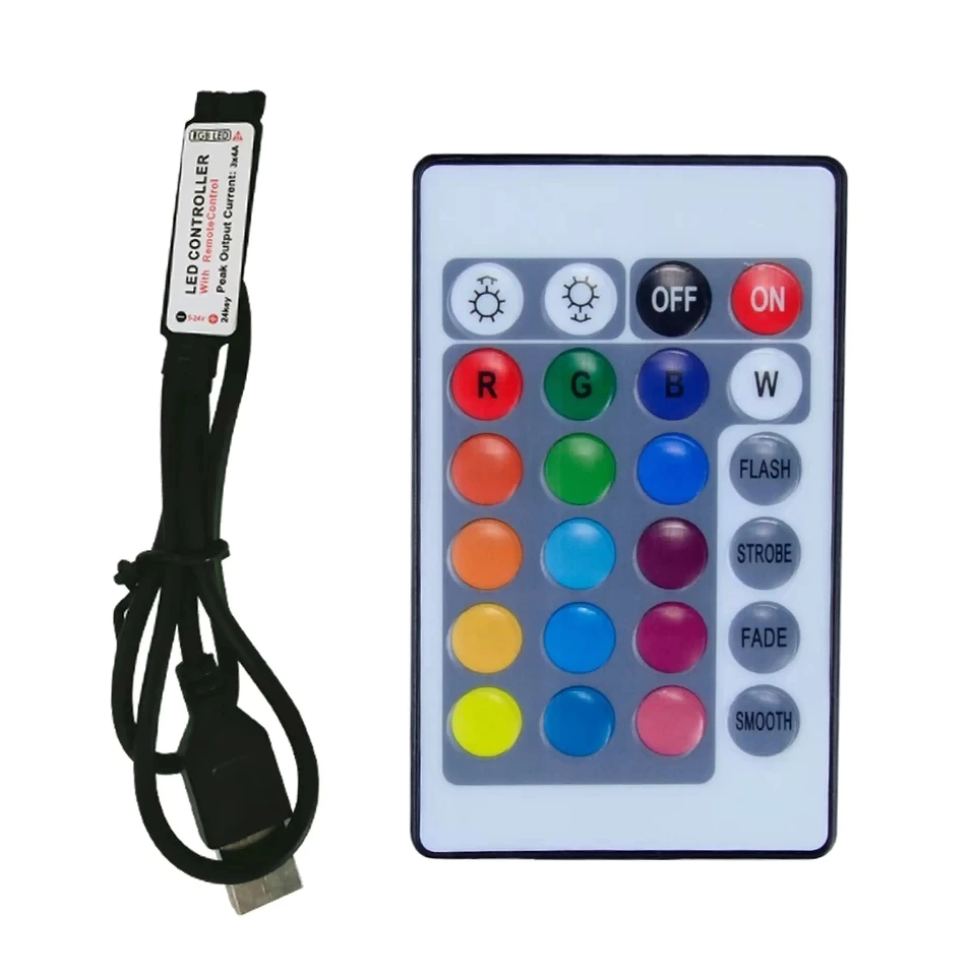 REMOTE CONTROLLER 5V 24 TOMBOL USB DRIVER CONTROL LAMPU LED STRIP 3528 ...