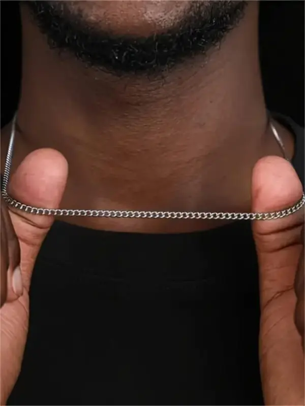 Simple Matching Chain Necklace, Men's Accessories, Stainless Steel Minimalist Necklace Jewelry for Party, Daily Clothing Decor, Classic Fashion Accessories for Daily Wear, Necklaces Men, Performative Jewelry Men 3