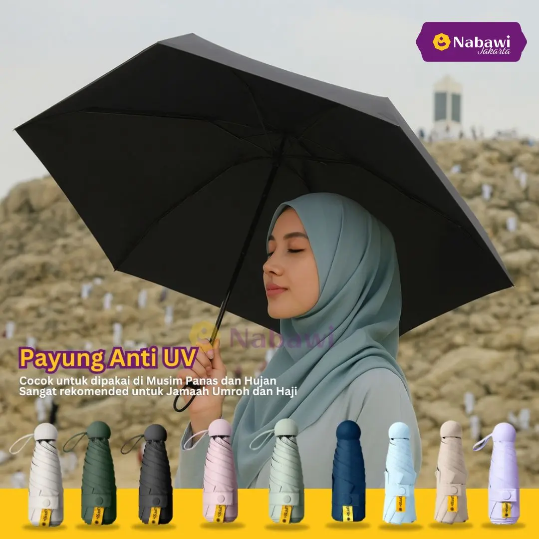Payung Lipat Mini Anti UV 50++ Payung Kapsul Mini Traveling Perlengkapan Haji dan Umroh Nabawi Jakarta