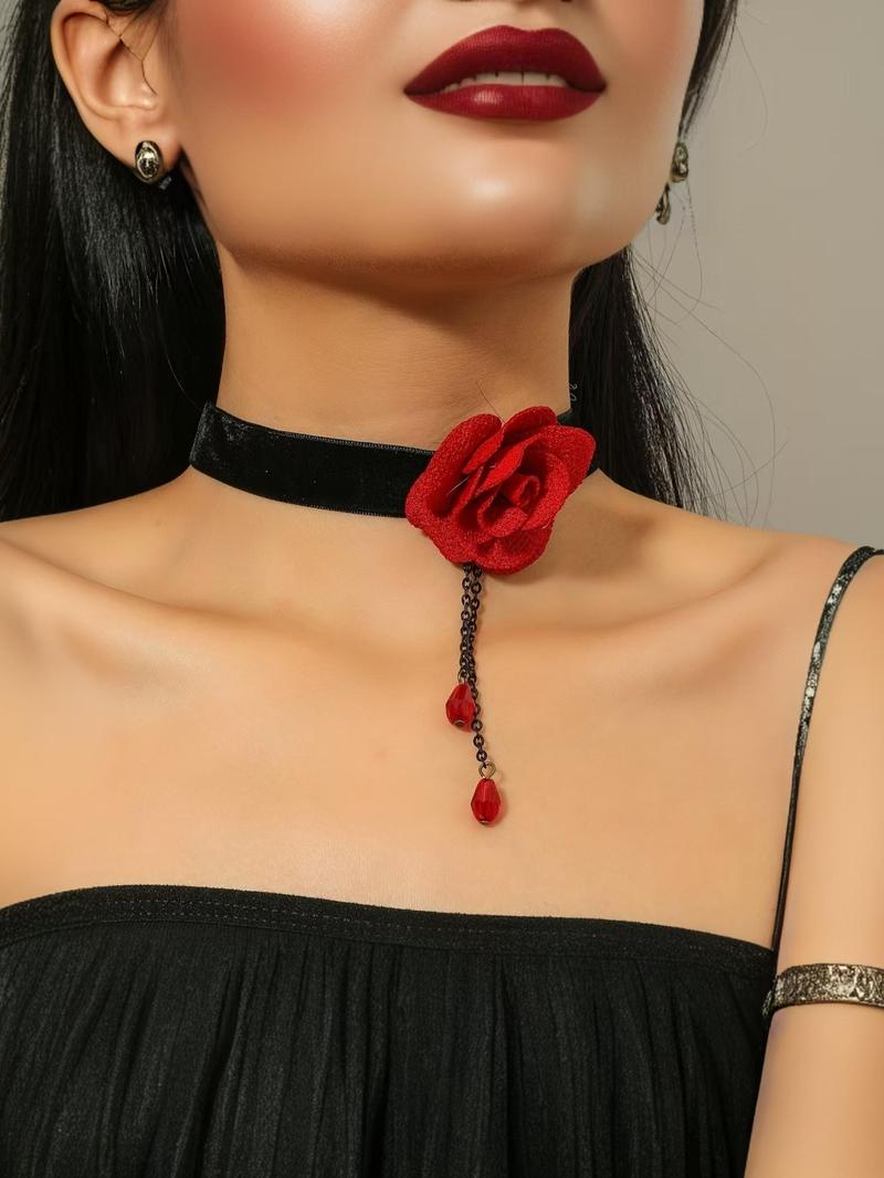 Product Introduction of Floral Decor Choker Necklace, Fashion Jewelry for Party, Daily Clothing Decor, Trendy All-match & Exquisite Jewelry for Birthday Gift 4
