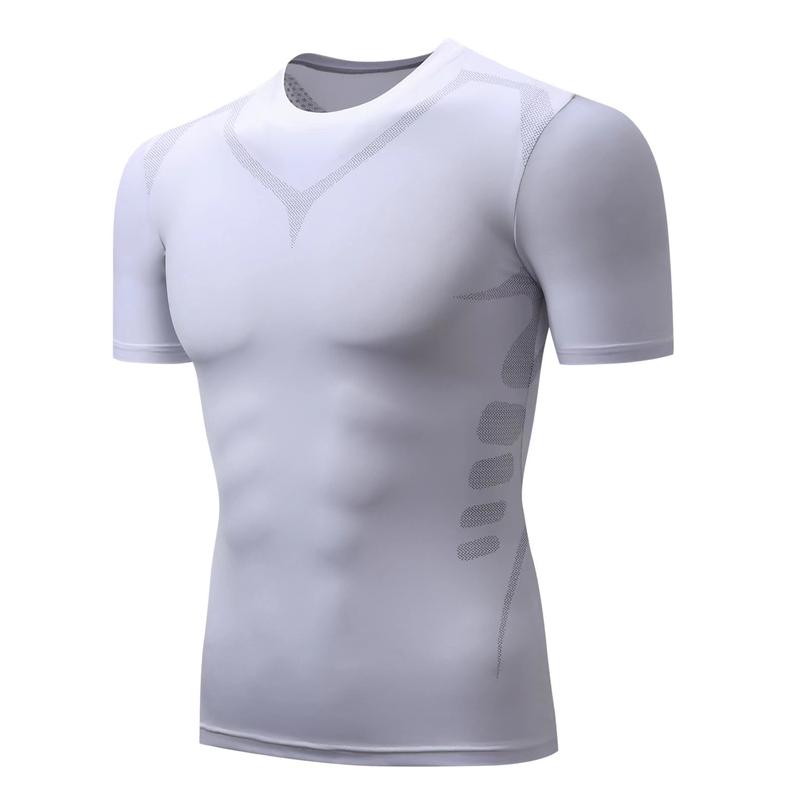 Áo Thun Nén, JOY, Dành Cho Nam, Thích Hợp Tập Gym, Thể Dục, Thể Thao, Nhanh Khô, Chạy Bộ, Chạy Bộ, Quần Bó Tập Luyện, Ngắn Tay, Phong Cách # 2811 4