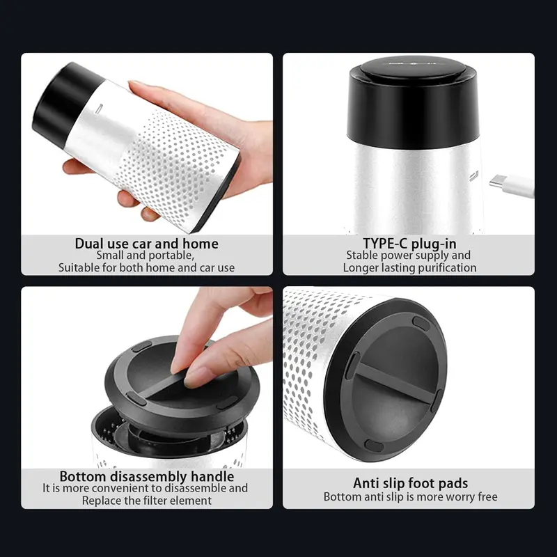 Car Air Purifier, USB Plug Car Air Purifier with Ambient Light Function, Negative Ion 800W Activated Carbon Technology Air Purifier for Home, Bedroom, Car, Office 7