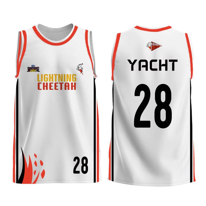Áo Thi Đấu Cheetah Lightning, Áo Thi Đấu Vest Trắng, Áo Thi Đấu Cổ Tròn, Thời Trang Thường Ngày Thoải Mái Và Dễ Phối Đồ Áo Thoáng Khí, Thích Hợp Cho Gmmtv STARLYMPICS, Áo Thi Đấu Trò Chơi Bóng Rổ, Hàng Có Sẵn 4