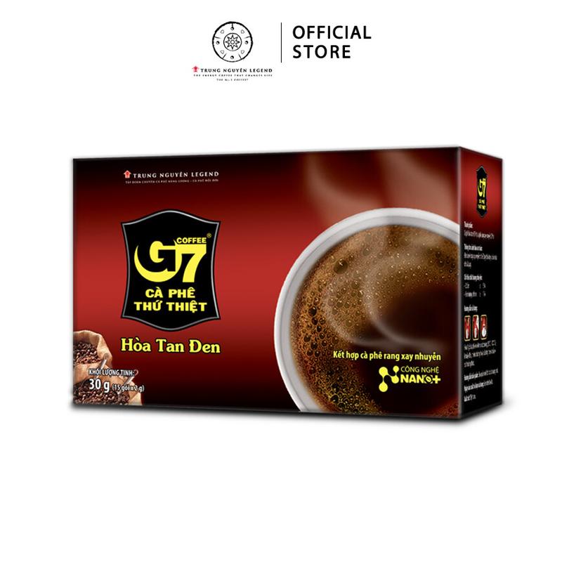 Cà phê hòa tan đen G7 Hộp 15 gói vuông x 2gam - Không đường - Trung Nguyên Legend