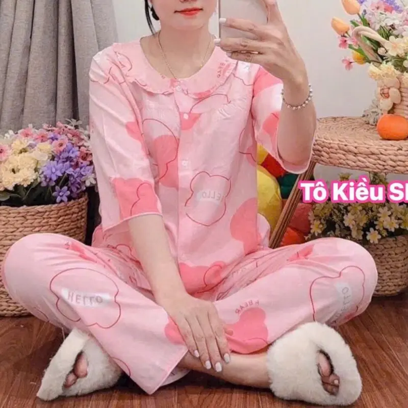 (MS02) TAY LỠ BÂU SEN QUẦN DÀI-Bộ Tole Nữ Mặc Nhà, Bộ Lanh Nữ Mềm Mát 5