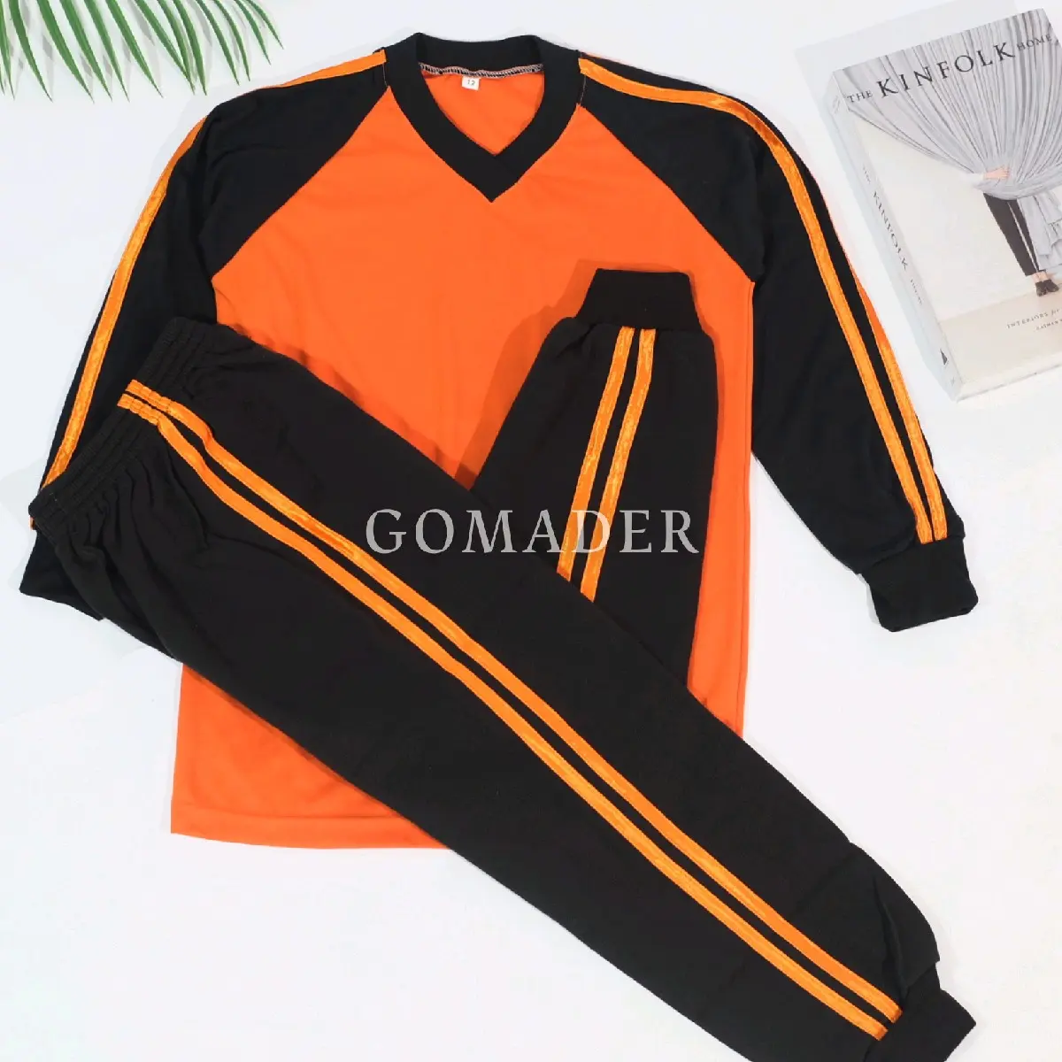Gomader Setelan Olahraga Anak Sekolah PAUD/TK Hitam Oren V Baju