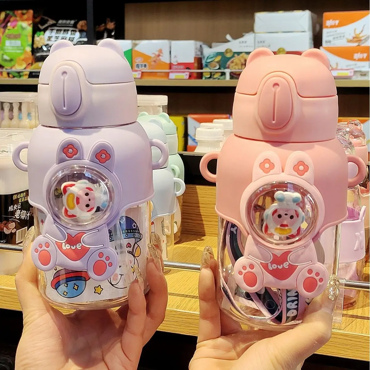 Bình Nước Hoạt Hình Cho Trẻ Em, Dung Tích 600ML, Làm Bằng Nhựa, Có Ống Hút, Thích Hợp Cho Trẻ Em Đi Học, Chống Rò Rỉ, Bình Uống Nước Ngoài Trời, Bình Nước