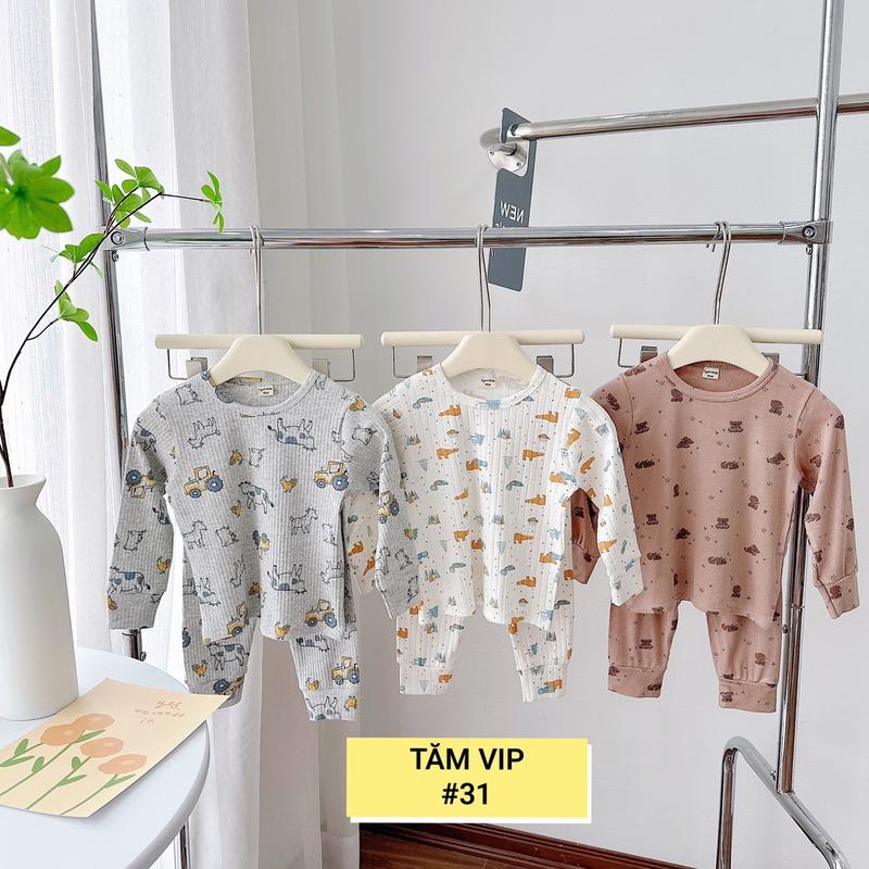 Set 3 bộ dài tay thu đông cho bé trai, bé gái xuất dư 100% cotton Len 1