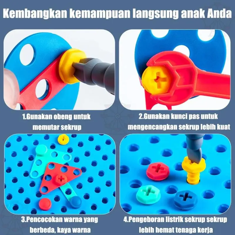 351pcs Block City Kotak Peralatan Sekrup Simulasi/ 3D DIY Brick Baut Koper Sekrup Pakit Bongkar Electric Drill Mainan/Pembongkaran Manual Bor Listrik DIY/Bor Obeng Listrik Mur Sekrup Merakit Membongkar/sekrup Perbaikan/Kotak Puzzle Sekup/Mainkan Mainan Ko 5