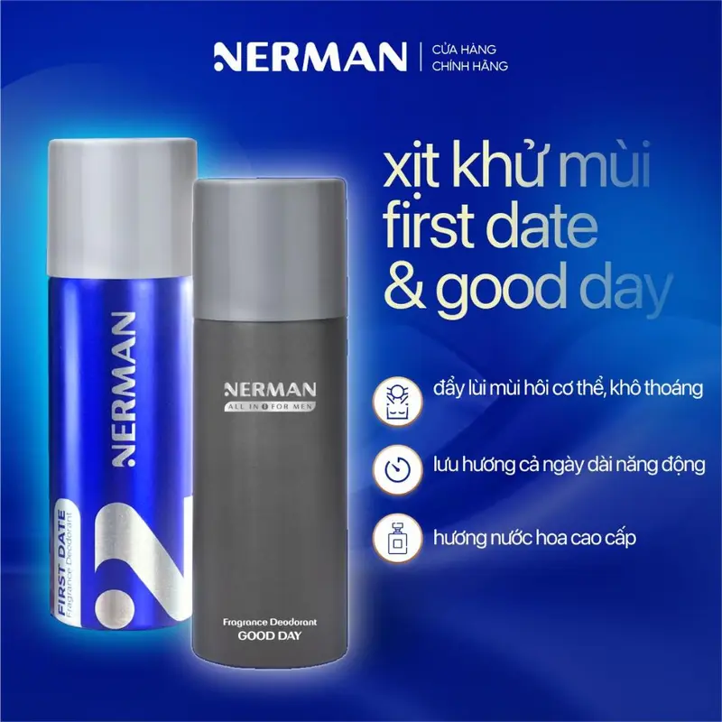 Xịt khử mùi nam giới hương nước hoa Good Day, First Date Nerman 100ml 3