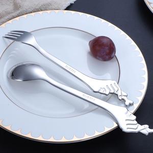 Stainless Steel Spoon & Fork, 1/2 Counts Creative Fork & Spoon, Fruit Fork, Dessert Spoon, Fork Combination, Suitable for Easter, Birthdays, Parties