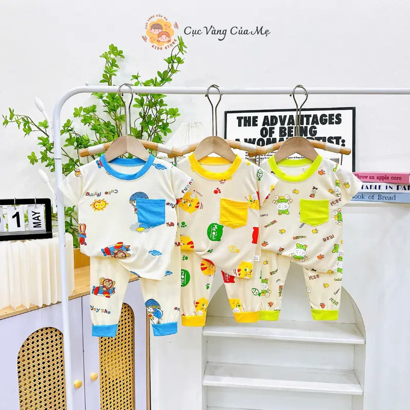 Bộ Tay Ngắn Quần Dài Thun Lạnh, Bộ cộc tay quần dài thun lạnh hoạ tiết Cho Bé Trai Và Bé Gái Từ 5kg Đến 15kg [010] 6
