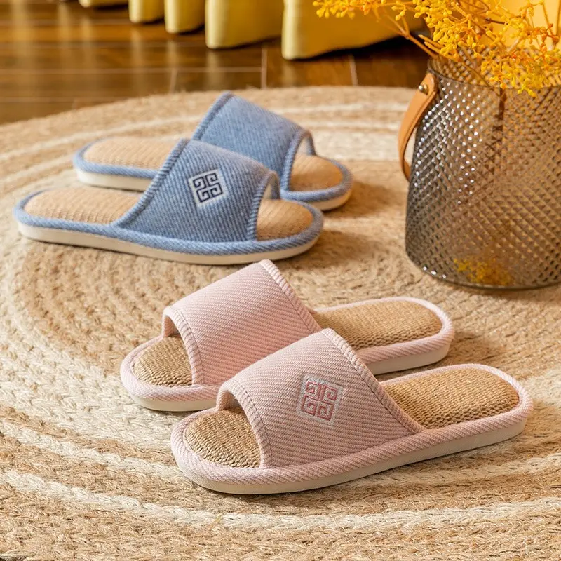 Dép Vải Lanh Đi Trong Nhà Phong Cách Hoàng Gia Luxury,Dép Văn Phòng Siê_u chất,logo Hoàng Gia Slipper DéP Vải Canvas
