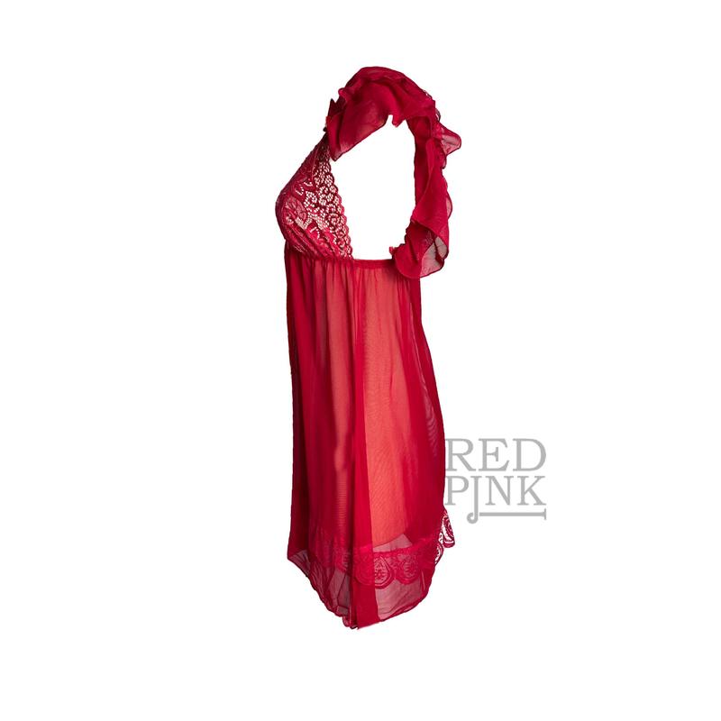 [Red Pink] Lingerie Dress Fit Hitam Big Jumbo Size Baju Tidur Daster Jumbo Wanita Premium X3P 3
