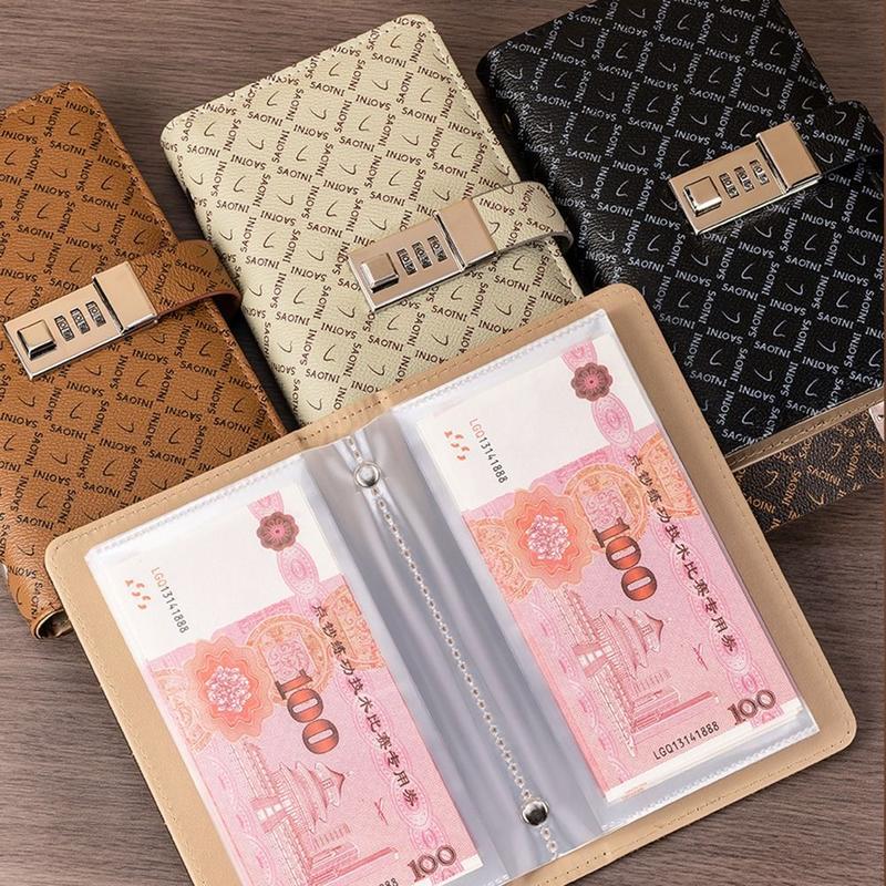 Product Introduction of Fashion With Password Lock 100 Envelopes Money Saving Challeng PU Large Capacity Savings Challenges Sheets Save Money Budget Binder Couples 13