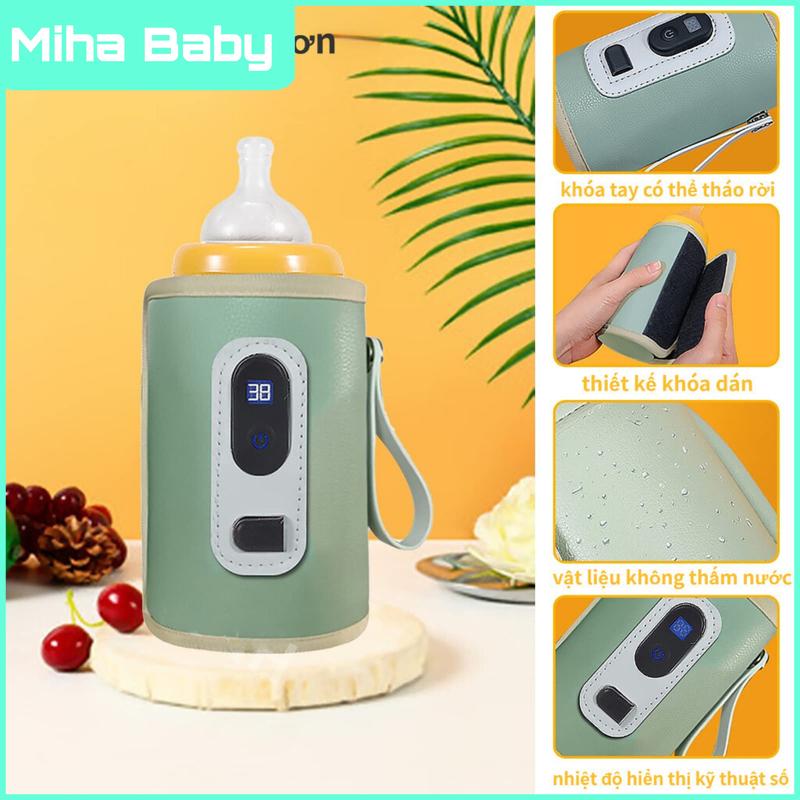 Túi ủ bình sữa cho bé, giúp bé luôn có sữa ấm nóng, màn hình hiển thị nhiệt độ, ghim điện trực tiếp
