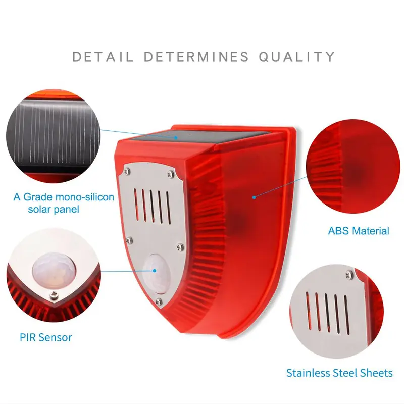 Solar Powered Outdoor Alarm, Solar & DC Charging Mode Security Alarm with 3 Alarm Modes, Security Alarm for Home, Villa, Farm & Yard 6