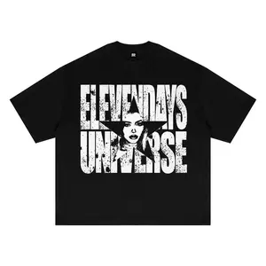 Elevendays Boxy fit Kaos Oversized Tshirt Universe Black Pria dan Wanita Cotton 20s 200gsm Crew-neck fashion unisex T-shirt Menswear Top Baju Atasan Distro Metal