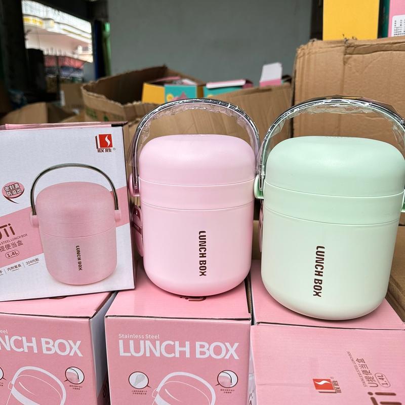  Cặp Lồng Cơm Lunbox Hộp Đựng Đồ Ăn cháo phở bún Inox 304 Dung Tích 1400ml 