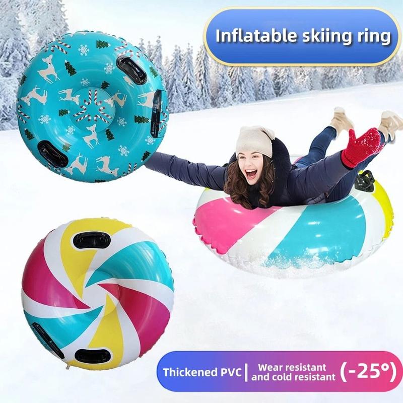 Product Introduction of KGD848 Practical PVC Inflatable Ski Ring with Handle Thicken Snow Sledge Foldable Wear resistant Winter Snow Tube Kids 15