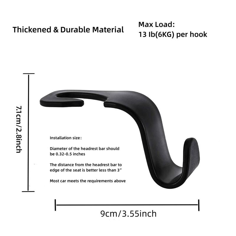 Universal Car Headrest Hook, S-shaped Design Car Back Seat Organizer Hanger, Rotatable Clamp-on Car Storage Hook for Bag Purse Cloth Grocery 1