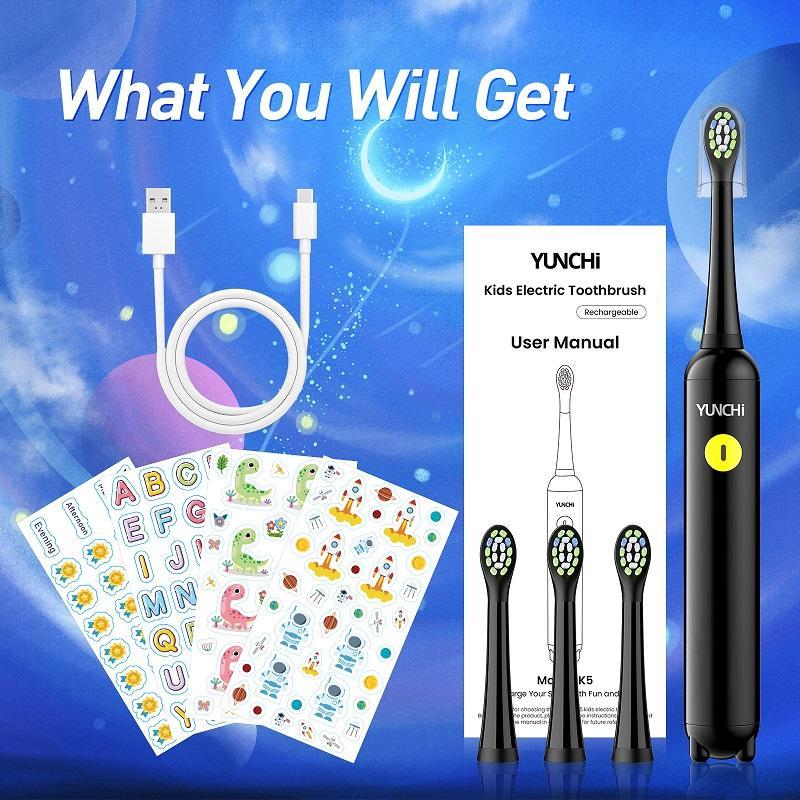 Product Introduction of Electric Toothbrush Set, 1 Count Electric Toothbrush with Replacement Brush Heads & DIY Sticker, Soft and Non Irritating Toothbrush 8