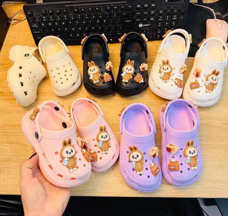 Dép sục, dép bánh mì đế cao 5cm cho bé gái hình thỏ size to