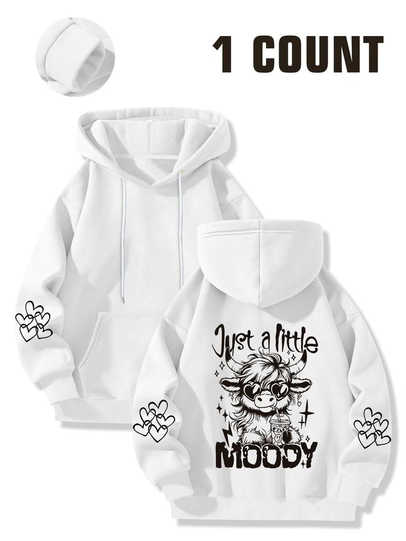 Product Introduction of Women's Cow Print Hoodie, Fashion Casual Hooded Sweatshirt for Daily Holiday Outdoor Wear, Women Clothing for Fall & Winter 4