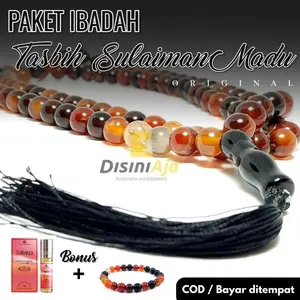 CGG Paket Ibadah Tasbih Batu Sulaiman Madu 99 Butir Free Gelang dan Pafume Sabaya