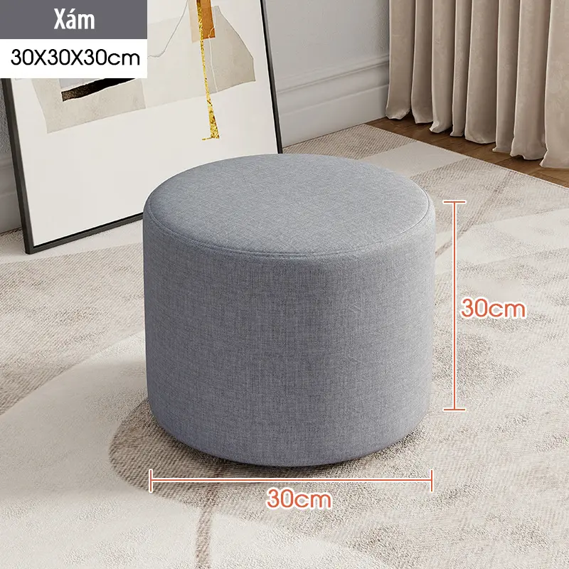 Ghế Đôn Sofa TRÒN FOREVER 84, Ghế Bàn Trang Điểm MÀU NÂU 30x30x30CM - Bọc Mút Dày Dặn - ĐỔI TRẢ TRONG VÒNG 3 NGÀY 3