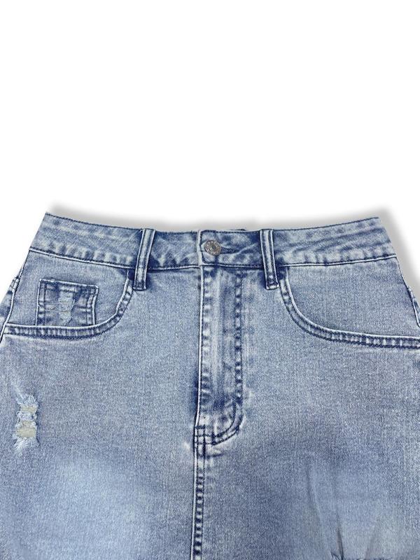 Women's Denim Skirt, Fashion Casual Ripped Skirt for Daily Outdoor Wear, Ladies Bottoms for Summer 7