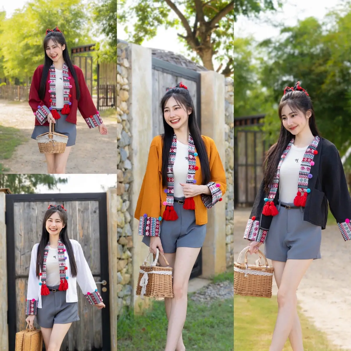 ￼เสื้อคลุมพื้นเมือง รุ่นเเต่งปอม+พู่ ผ้านิ่ม ใส่สบาย