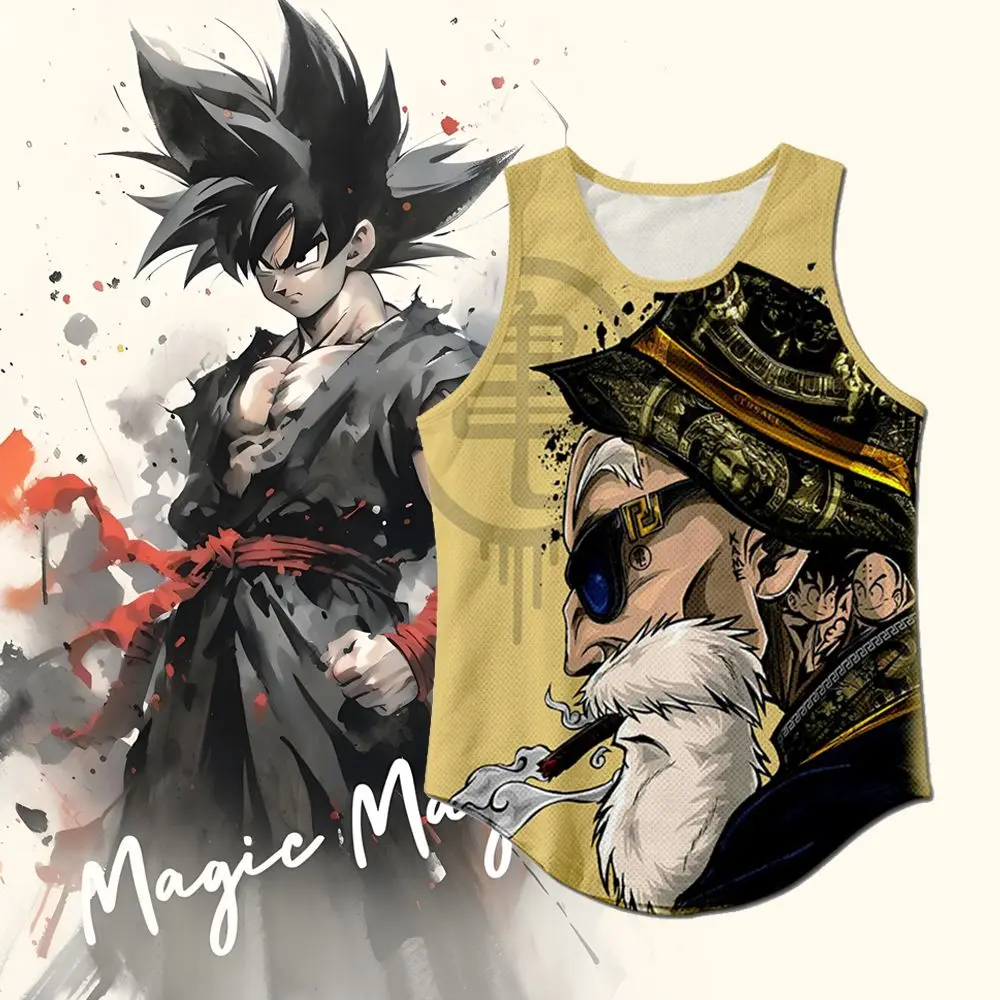 Dragon Ball Sleeveless T-Shirt Men's Quick-Dry Fitness Vest Loose Beach Beach Base Shirt Sports Running Thin Summer