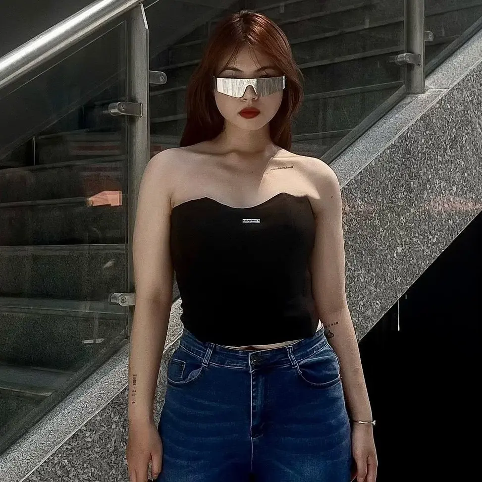 MINISIZE - BIGSIZE (A037 XS-S-M-L-XL) Áo Corset Đen, Cổ Tim,Có gọng, Co Giãn Nhẹ