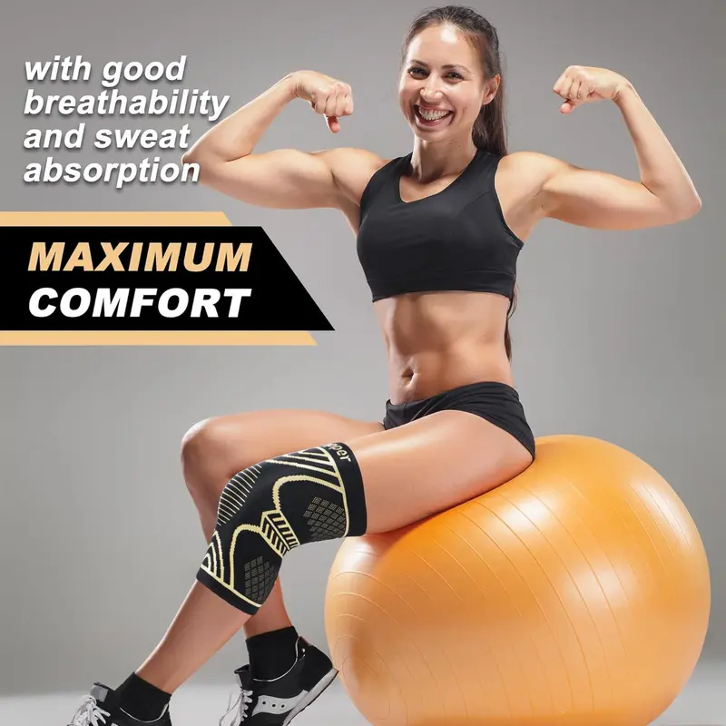 Unisex's Copper Ion Protective Knee Pads, 2 Counts/set Breathable Comfortable Knee Brace, Sports Knee Pads for Running, Weightlifting, Daily Training 2