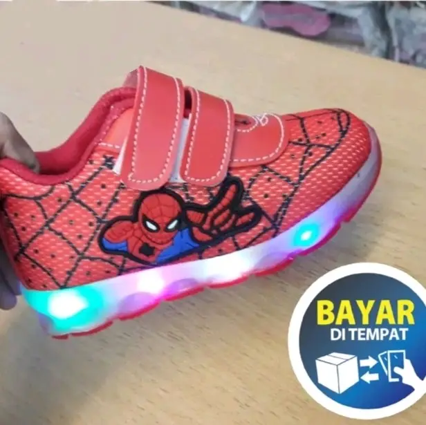 SEPATU SNEAKER LED spiderman anak laki-laki terbaru 3