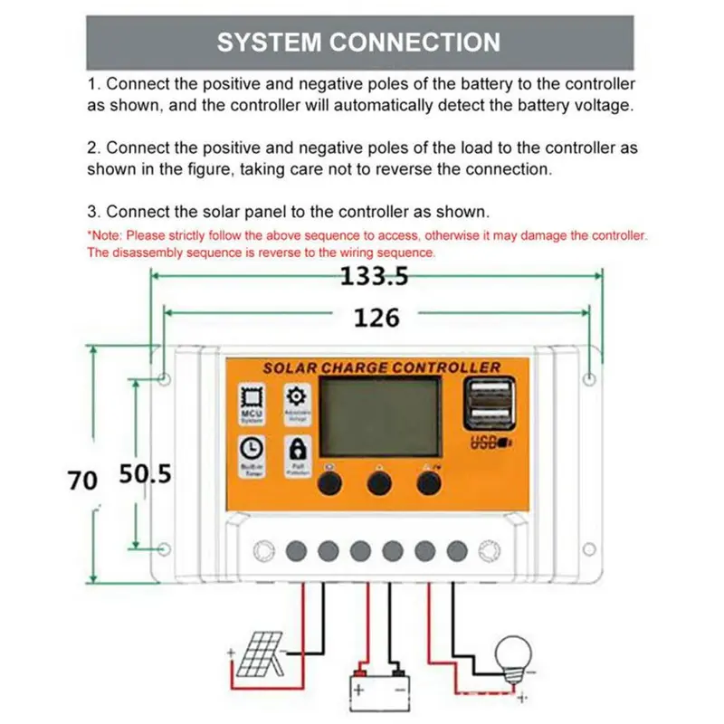 Bộ điều chỉnh bảng điều khiển năng lượng mặt trời MPPT, Bộ điều khiển sạc, Tự động theo dõi tiêu điểm, 12 / 24V 3