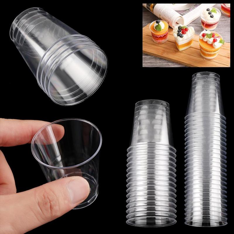 Kotak puding untuk minuman, 30 / 50X, cawan bulat plastik lutsinar ...