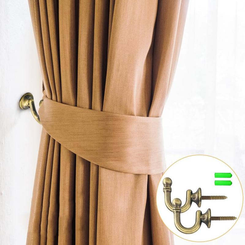 Curtain Lacing Hook, 2 Counts Metal Ball End Lacing Hook, Window Curtain Support Hook, Screw-in Key Hanger Hook 5