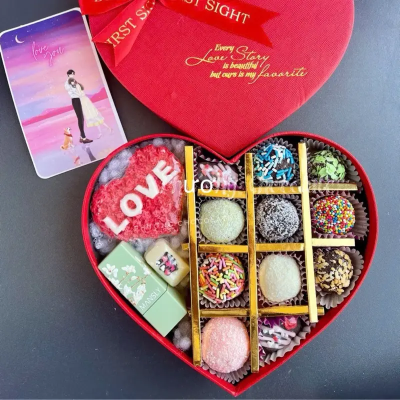 Hộp Socola Valentine  kết hợp tim đập - ( Set full túi + Thiệp) Chocolate