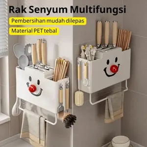 Rak Dapur Gantung Praktis Organizer Pisau, Sendok, Garpu & Sumpit Penuh, Bahan Karet, Hemat Ruang 20%, Anti Karat, Ukuran 60x40cm, Mudah Dipasang Tanpa Bor Model ABC-123