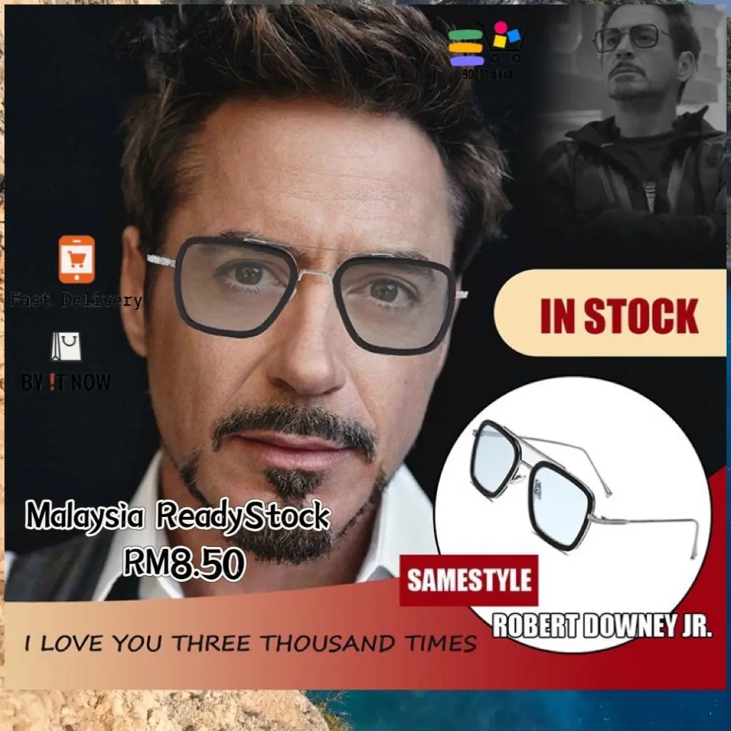 902Market Sunglasses Avengers Tony Stark Flight Style Men's Sunglasses Men's Square Brand Design Sun Glasses Iron Man