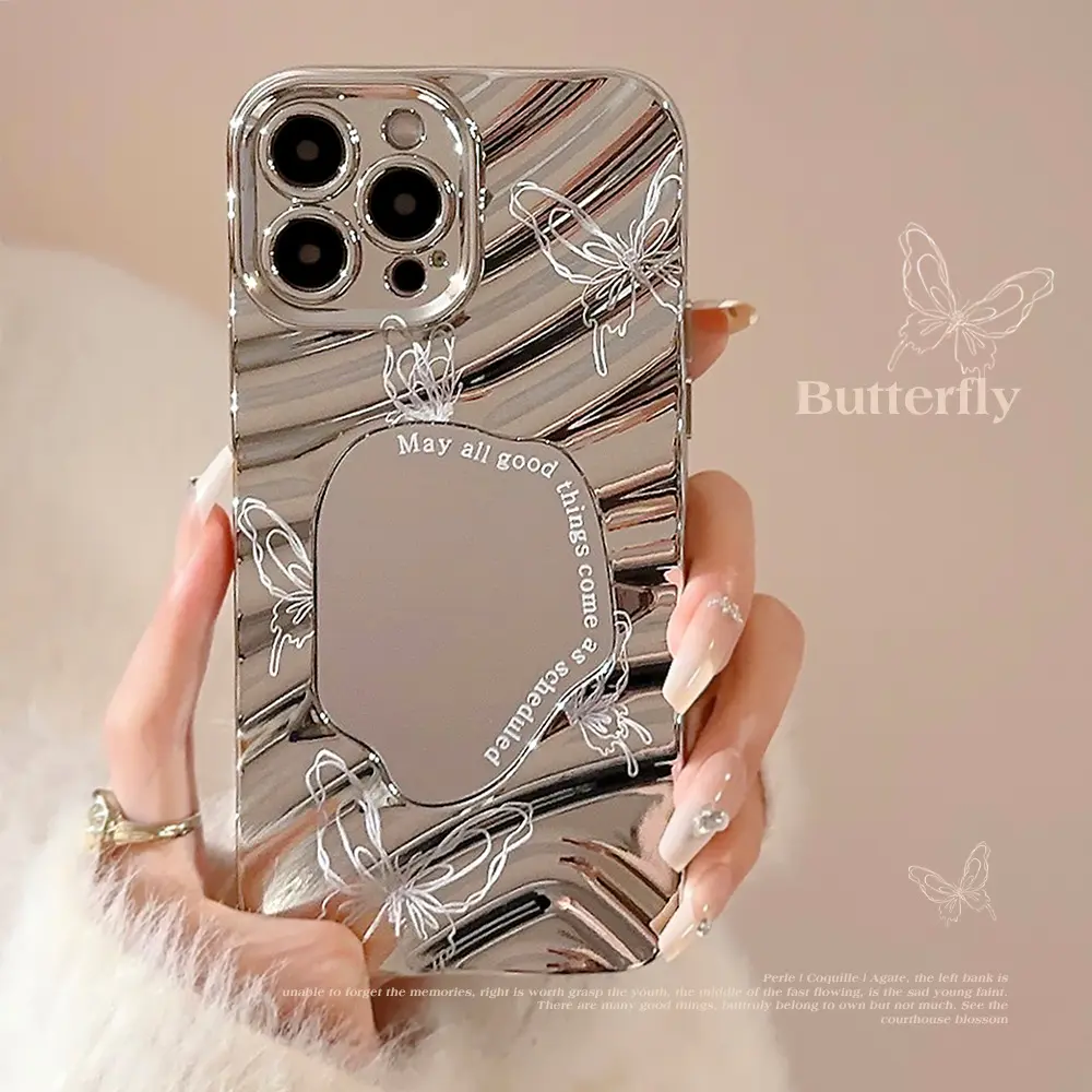 Ốp Điện Thoại Gương Gợn Sóng Ốp Mềm Bao Gồm Tất Cả, Thích Hợp Cho iPhone 15, Pro Max, 14, 13, 12, 11, Pro, X, XS, XR, XS Max, 7, 8Plus