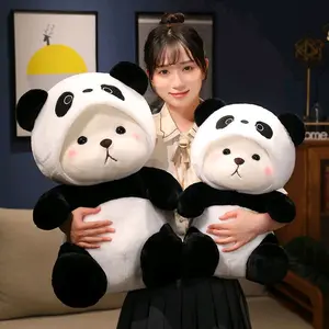 Boneka Hoodie Beruang Panda Bahan Lembut Set Hadiah Cewek