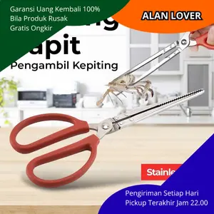 Capit Kepiting Crab Tongs Stainless Steel – Gunting Capit Pengambil Seafood, Model Flat & Curve, Cengkeraman Kuat, Gagang Plastik Tebal Kokoh, Multifungsi Ambil Lobster, Udang, Belut, Murah Awet Stylish Best Seller Original Alan Lover DWTY9J61