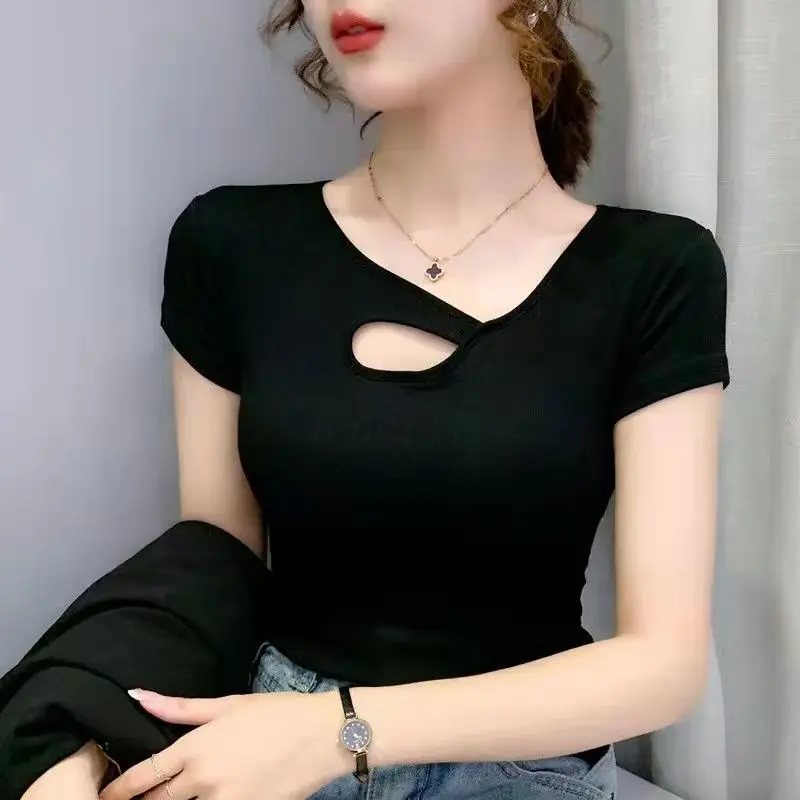 Áo Thun ngắn Tay Dành Cho Nữ, Thiết Kế Hợp Xu hướng Mới, Khoét Lỗ Mỏng Vừa Vặn, Áo Dễ Phối Đồ Áo Độc Đáo Và Sang Trọng, Thích Hợp Cho Mùa Hè, Năm Phát Hành 2025