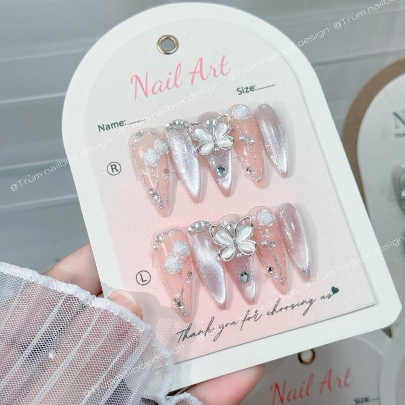 T36 Nailbox Sơn Gel Thạch Mắt Mèo mix charm siêu sang chảnh - Sản phẩm thiết kế thủ công - Nữ