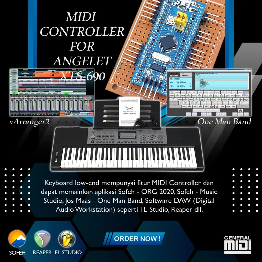 Modul MIDI Controller Angelet XTS-690 Tombol ORG 2020-2024-vArranger-One Man Band