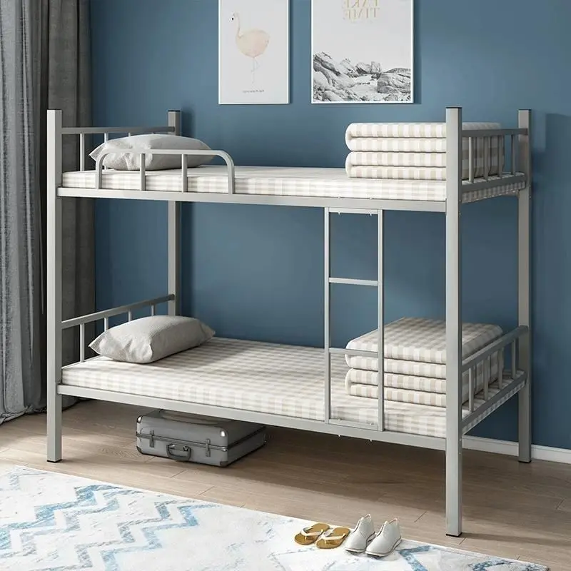 Bunk Bed Iron Bed Height-Adjustable Bed Upper and Lower Bunk Iron Bed Double Layer Canopy Bed Second Floor Adult Student Staff Dormitory Bed